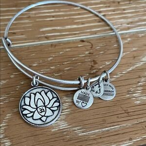 Alex and Ani Silver Lotus Charm Bracelet